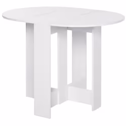 HOMCOM Folding Dining Table Foldable Drop Leaf Dinner Table for Kitchen White