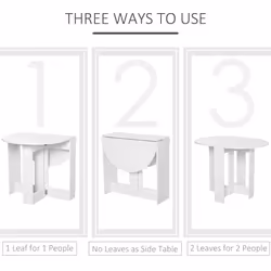 HOMCOM Folding Dining Table Foldable Drop Leaf Dinner Table for Kitchen White