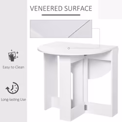 HOMCOM Folding Dining Table Foldable Drop Leaf Dinner Table for Kitchen White - Additional view 4