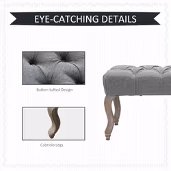 HOMCOM Tufted Upholstered Accent Bench Window Seat Fabric Ottoman Bed End Stool
