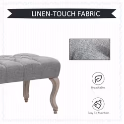 HOMCOM Tufted Upholstered Accent Bench Window Seat Fabric Ottoman Bed End Stool
