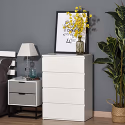 HOMCOM 4 Drawer Cabinet Storage Cupboard Sideboard Organiser Living Room White