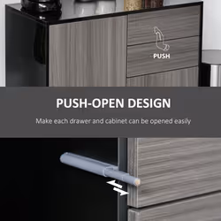 HOMCOM Side Cabinet with 2 Door and 2 Drawer for Home Office, Grey Black
