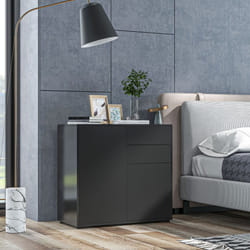 HOMCOM Side Cabinet with 2 Door Cabinet and 2 Drawer for Home Office, Black