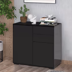 HOMCOM Side Cabinet with 2 Door Cabinet and 2 Drawer for Home Office, Black - Additional view 5