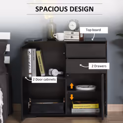 HOMCOM Side Cabinet with 2 Door Cabinet and 2 Drawer for Home Office, Black - Additional view 6