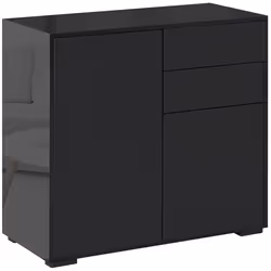 HOMCOM Side Cabinet with 2 Door Cabinet and 2 Drawer for Home Office, Black - Additional view 8