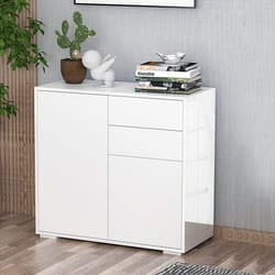 HOMCOM Side Cabinet with 2 Door Cabinet and 2 Drawer for Home Office, White