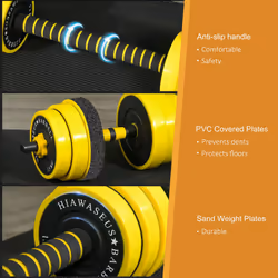 HOMCOM 25KG Barbell & Dumbbell Set Fitness Exercise Home Gym Plate Bar Clamp Rod