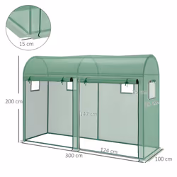 Outsunny Garden Plant Tomato Growth Greenhouse W/ 2 Doors 4 Windows 3 x 1 x 2m - Additional view 7