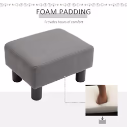 HOMCOM Ottoman Footrest Seat Chair Small Grey Home Office