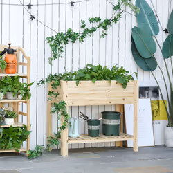 Outsunny Wooden Raised Garden Bed Plant Stand Box with Clapboard 100 x 40 x 84cm