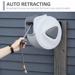 DURHAND Retractable Air Hose Reel Auto Self-Winding Wall Mounted 1/4" 15m+140cm
