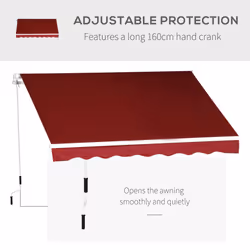 Outsunny 2.5m x 2m Garden Patio Manual Awning Canopy w/ Winding Handle Red - Additional view 4