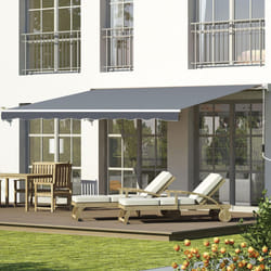 Outsunny Garden Sun Shade Canopy Retractable Awning, 2.5 x 2m, Grey