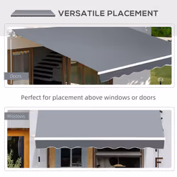 Outsunny Garden Sun Shade Canopy Retractable Awning, 2.5 x 2m, Grey - Additional view 4