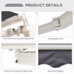 Outsunny Garden Sun Shade Canopy Retractable Awning, 2.5 x 2m, Grey - Additional view 5