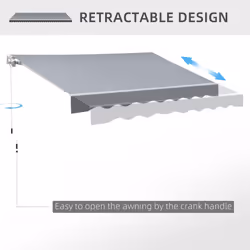 Outsunny Garden Sun Shade Canopy Retractable Awning, 2.5 x 2m, Grey - Additional view 6
