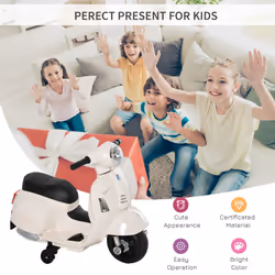 HOMCOM Vespa Licensed Kids Ride On Motorcycle 6V Battery Powered Electric Toys
