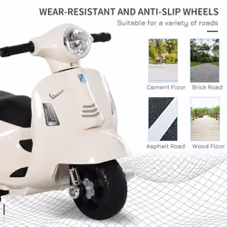 HOMCOM Vespa Licensed Kids Ride On Motorcycle 6V Battery Powered Electric Toys