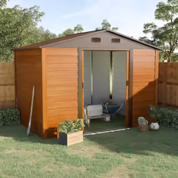 Outsunny 9 x 6ft Garden Shed Wood Effect Tool Storage Sliding Door Wood Grain