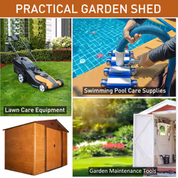 Outsunny 9 x 6ft Garden Shed Wood Effect Tool Storage Sliding Door Wood Grain