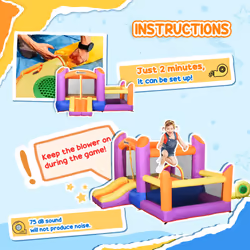 Outsunny Bouncy Castle with Slide Pool House Inflatable w/ Blower Multi-color - Additional view 5