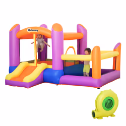 Outsunny Bouncy Castle with Slide Pool House Inflatable w/ Blower Multi-color - Additional view 8