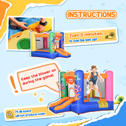 Outsunny Bouncy Castle with Slide Basket Trampoline Monster Design 2.5x1.8x1.75m - Additional view 5