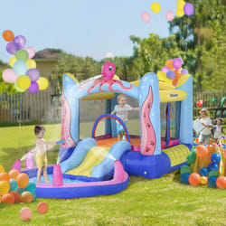 Outsunny Bouncy Castle w/ Slide Water Pool Trampoline, Blower 3.6 x 1.75 x 1.8m