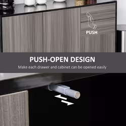 HOMCOM High Gloss Frame Side Cabinet with 2 Door and 2 Drawer, Grey Black - Additional view 4