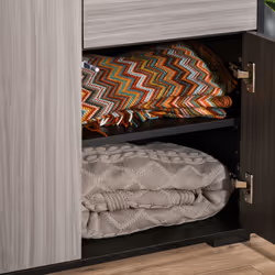 HOMCOM High Gloss Frame Side Cabinet with 2 Door and 2 Drawer, Grey Black - Additional view 6
