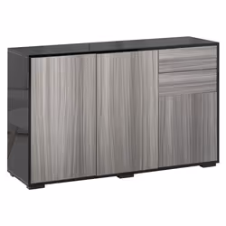 HOMCOM High Gloss Frame Side Cabinet with 2 Door and 2 Drawer, Grey Black - Additional view 8