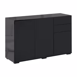 HOMCOM High Gloss Frame Side Cabinet with 2 Door and 2 Drawer, Black - Additional view 8