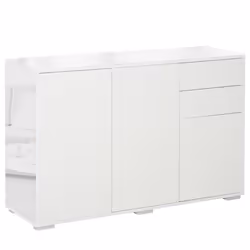 HOMCOM High Gloss Frame Side Cabinet with 2 Door Cabinet and 2 Drawer, White - Additional view 8