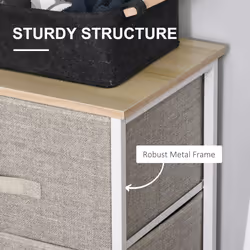HOMCOM 3-Tier Storage Dresser Tower with Adjustable Feet Steel Frame Home