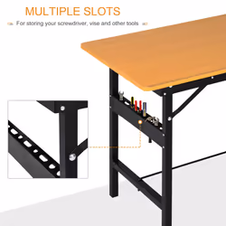 HOMCOM Heavy Duty DIY Metal Garage Workbench Storage Drawer Table Wood Surface
