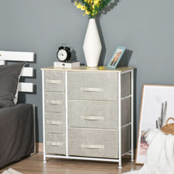 HOMCOM Chest of Drawers with 7 Dresser Drawers for Home Bedroom, Light Grey