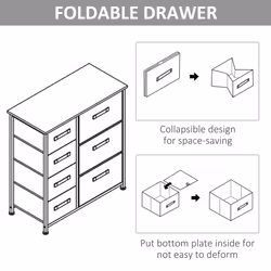 HOMCOM Chest of Drawers with 7 Dresser Drawers for Home Bedroom, Light Grey - Additional view 5