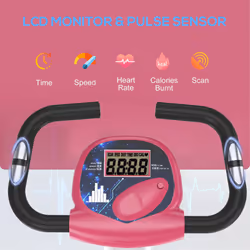 HOMCOM Magnetic Resistance Exercise Bike Foldable LCD Adjustable Seat Pink