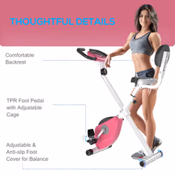 HOMCOM Magnetic Resistance Exercise Bike Foldable LCD Adjustable Seat Pink - Additional view 4