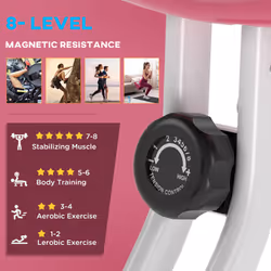 HOMCOM Magnetic Resistance Exercise Bike Foldable LCD Adjustable Seat Pink - Additional view 5