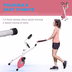 HOMCOM Magnetic Resistance Exercise Bike Foldable LCD Adjustable Seat Pink - Additional view 6