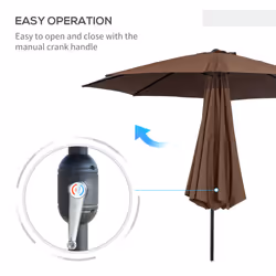 Outsunny 3(m) Patio Umbrella Outdoor Sunshade Canopy w/ Tilt & Crank Coffee