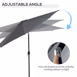 Outsunny 3(m) Patio Umbrella Outdoor Sunshade Canopy w/ Tilt & Crank Dark Grey