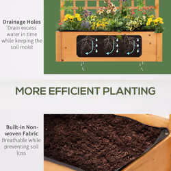 Outsunny Wooden Planter Raised Elevated Garden Bed w/ 2 Shelves, 105x40x135cm