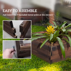 Outsunny Wooden Raised Garden Bed Planter Grow Containers Flower Pot 80 x 80cm - Additional view 4