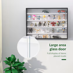 HOMCOM 5-Tier Wall Display Shelf Unit Cabinet w/ Shelves Glass Doors Black/White