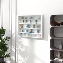 HOMCOM 5-Tier Wall Display Shelf Unit Cabinet w/ Shelves Glass Doors White