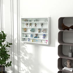 HOMCOM 5-Tier Wall Display Shelf Unit Cabinet w/ Shelves Glass Doors White